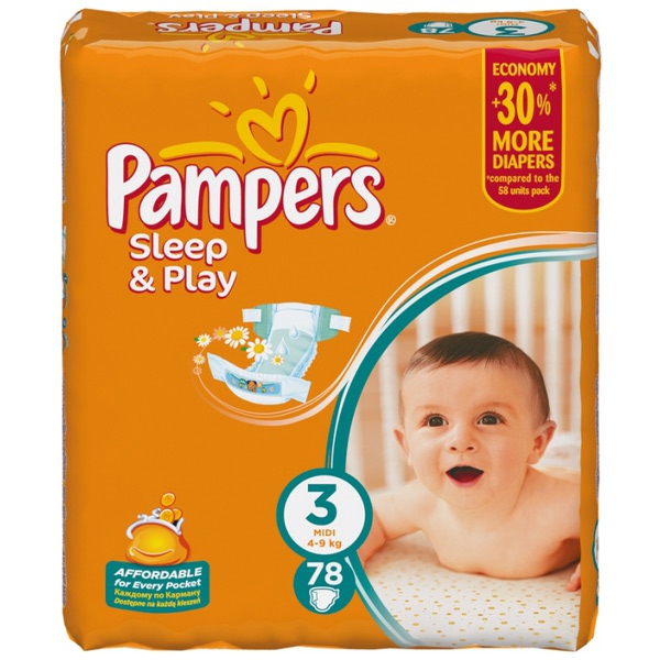 Подгузники Pampers "Sleep&Play" миди 4-9 кг 78 шт 10 шт/уп