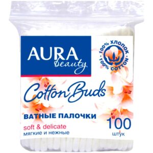 Ватные палочки  Аура 100 шт пакет 24 шт/уп