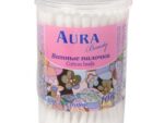Ватные палочки  Аура  100 шт стакан 48 шт/уп.