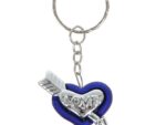 Брелок пластик "Сердечко со стрелой Love" синий с серебром 2,7х3х1,5 см  1935775