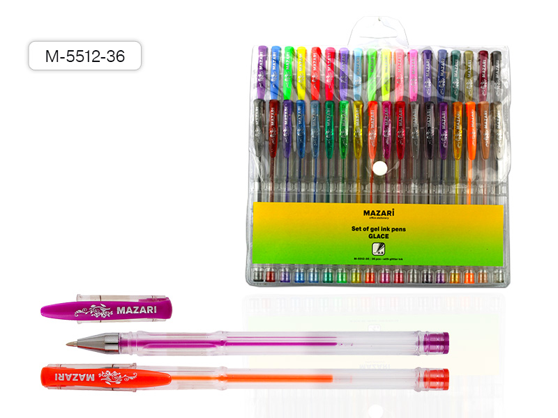 Набор ручек гелевых с блестками OCEAN, 8 цв., пулевидный пиш.узел 0.9мм, 90 шт/уп М-5425-8 — изображение 2