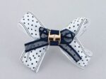 Бант для девочек Синий-белый горох 7 см 24 шт/уп АК-166