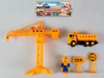 Набор "Стройка" (кран, грузовик, фигурка, знаки), в/п 31*19*5 см.M9604