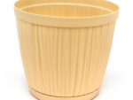 Горшок цветочный Тростник с поддоном 3,1 л (бежевый) 48 шт/уп