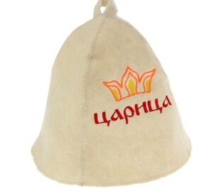 Шапка д/сауны с вышивкой , войлок Царица  100 шт/уп 11-072