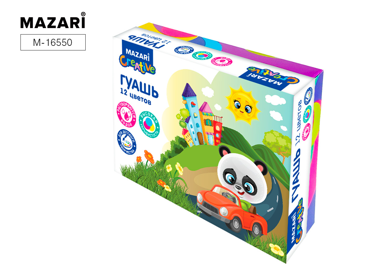 Гуашь, 12цв., Creative, баночка 20мл, картонная коробка 18 шт/уп М-16550