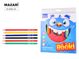 Карандаши цветные BOOKI 24 цв. шестигранный корпус, d грифеля=2,6 мм 6 шт/уп М-6168-24