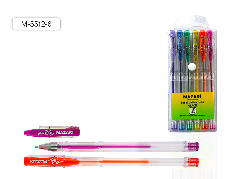 Набор ручек гелевых с блестками OCEAN, 6 цв., пулевидный пиш.узел 0.9мм, 90 шт/уп М-5425-6 — изображение 2