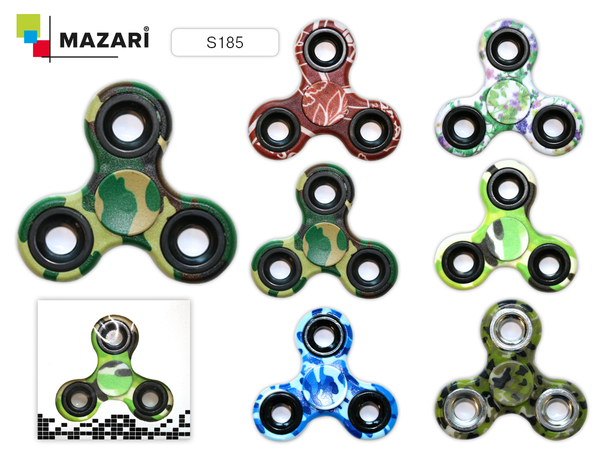 СПИННЕР классическая форма, с утяжеляющими деталями, дизайн КАМУФЛЯЖ, цвета ассорти 400 шт/уп S-185