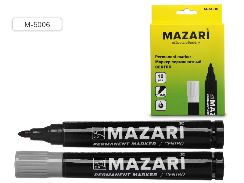 Маркер перманентный, FARO, ЧЕРНЫЙ, пулевидный пиш.узел 2 мм.(12 шт/скл) 240 шт/уп М-5002-71