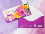 Конверт для денег "Поздравляем" цветы, 16,5 × 8 см  4441402