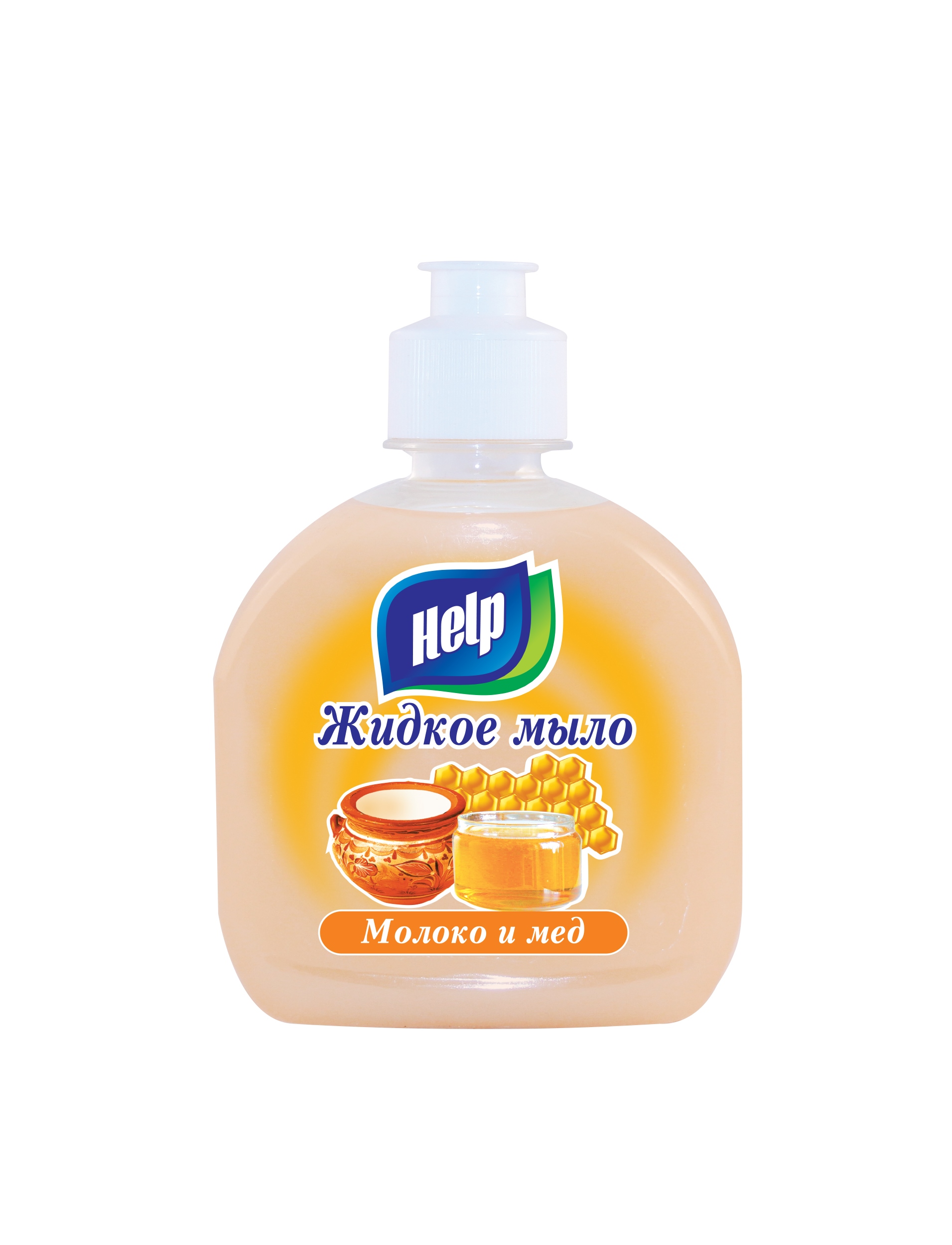 Хелп Жидкое мыло 300 мл пуш-пул Молоко и мед 12 шт/уп