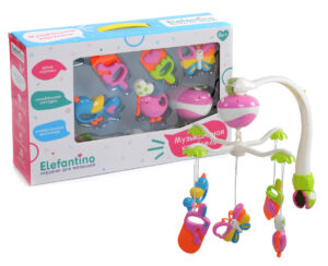 Музыкальная карусель "Elefantino" на бат. 20 мелодий, 5 игрушек,в/к 49*43*9 см 7732