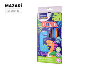 Карандаши цветные DINO 12цв. шестигранный корпус, d грифеля=2,85 мм, 12 шт/уп М-6170-12