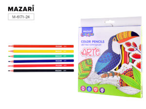 Карандаши цветные пластик ARTE шестигр. 24 цв 12 шт/уп M-6171-24