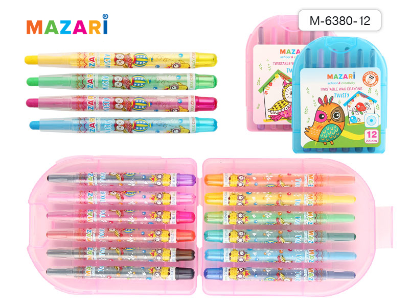 Мелки восковые TWISTY, с поворотным механизмом, в чемоданчике, 12 цв. 36 шт/уп М-6380-12