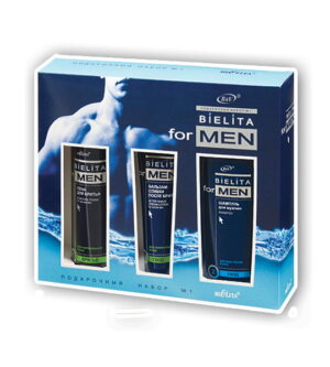 "BМ"Набор "Bielita for Men" (бальзам сливки для бритья, шампунь для мытья волос и тела, пена) 4шт
