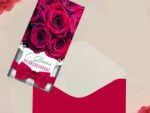 Конверт для денег "С Днём Рождения!" красные розы и бант 16,5 х 8 см 4126356