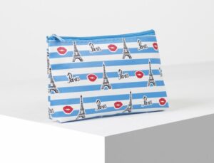 Косметичка простая Города, губки, 19*1,5*10, отдел на молнии, бело/голубой   4608502