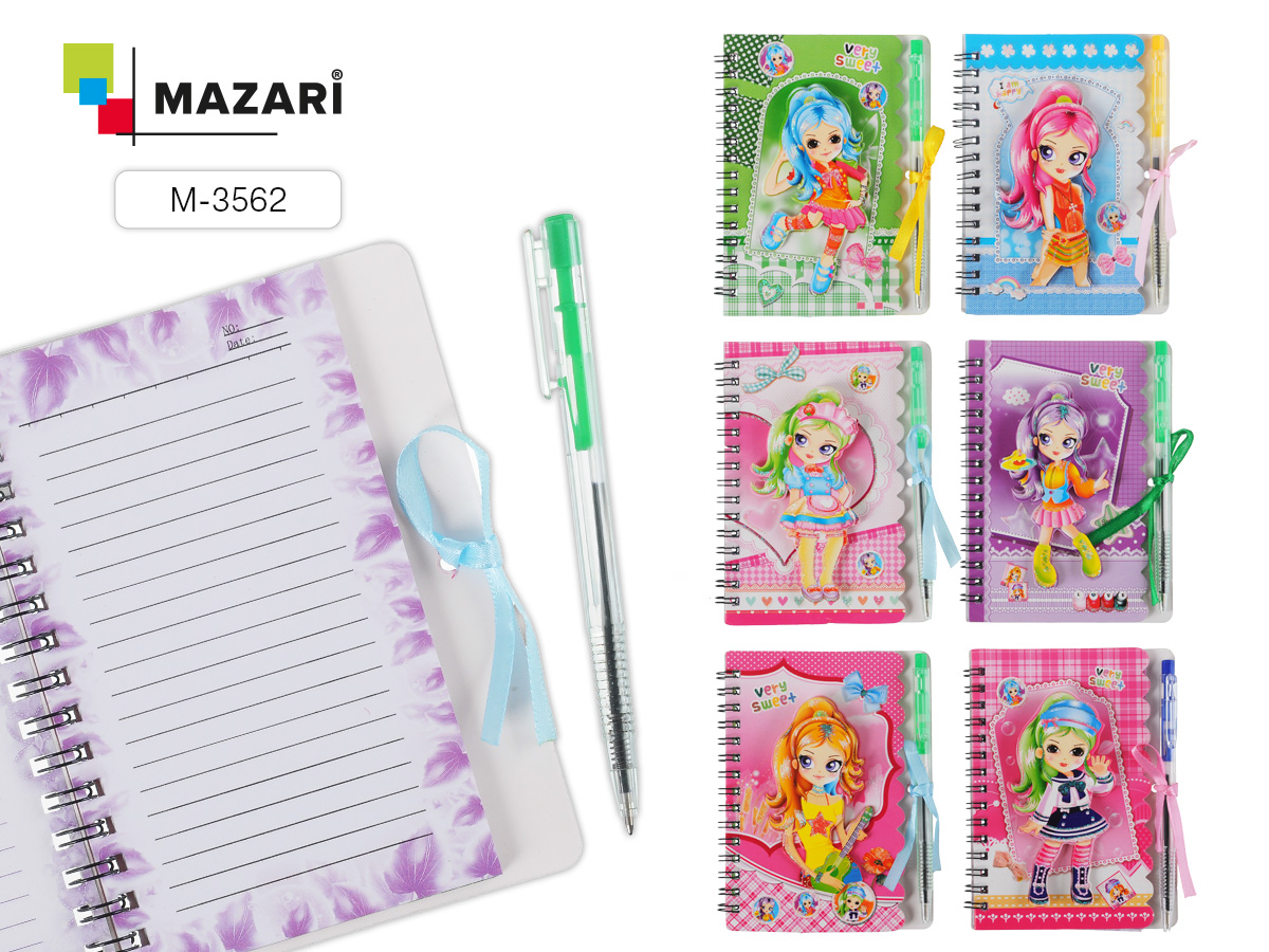 Блокнот, 10,5 х 14 см, 40 л., CUTE BEAR двойная евроспираль с ручкой ассорти 7 дизай 12 шт/уп М-3562