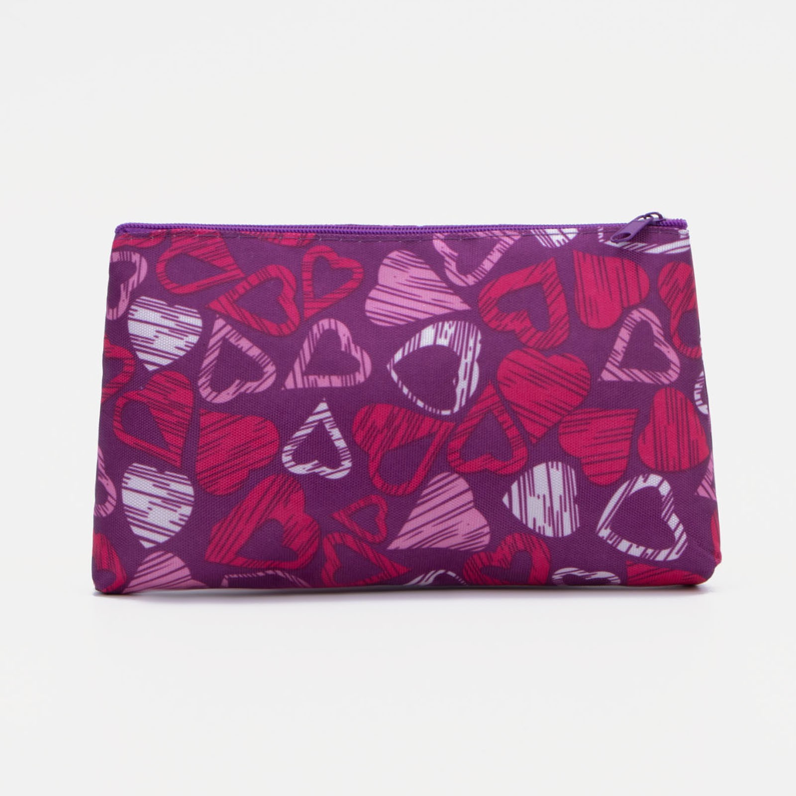 Косметичка простая Сердца, отдел на молнии, 18*1,5*10см сиреневый 4320320