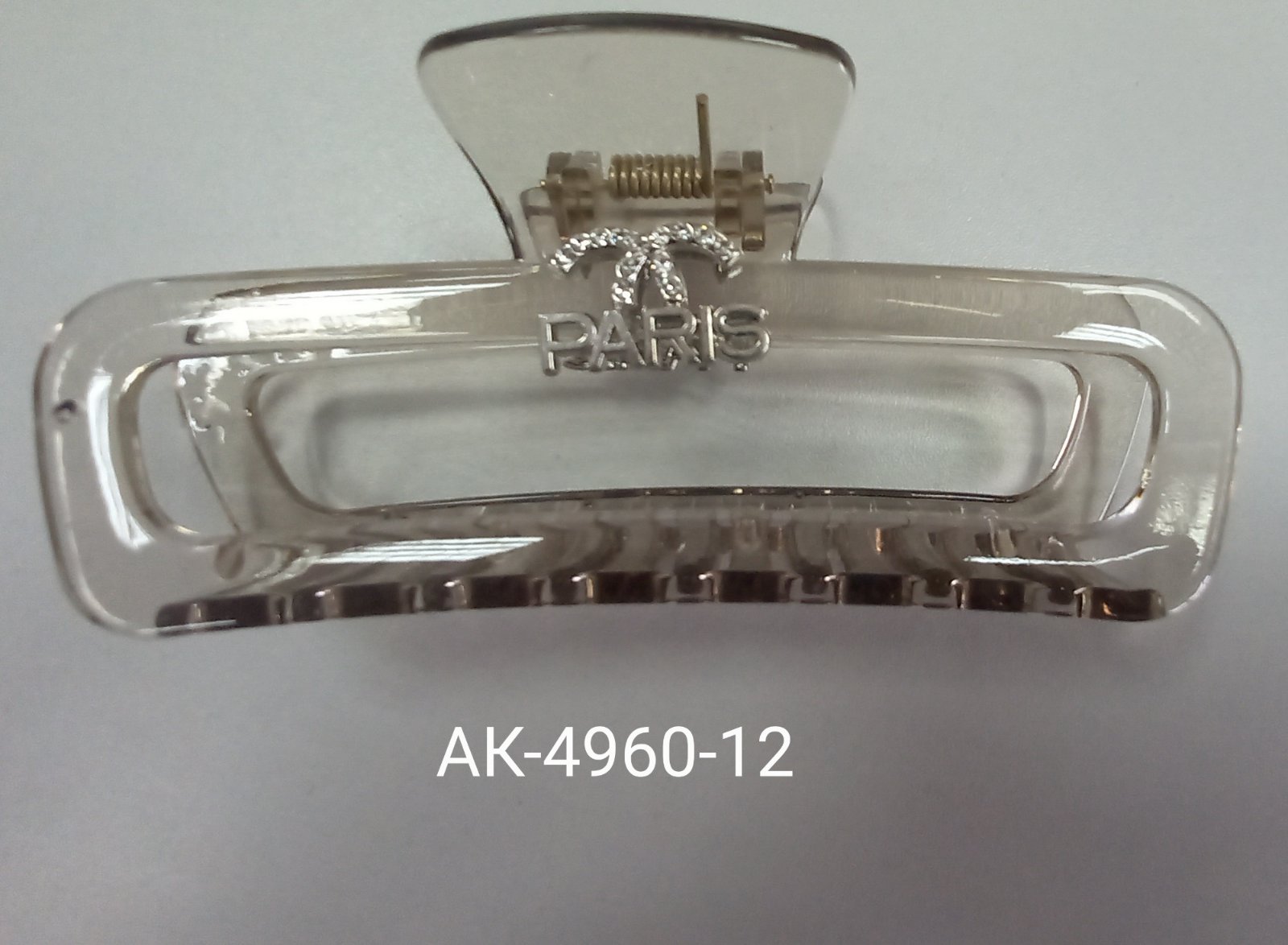 Краб пластик PARIS/CHANEL прямоуг.12.5*5 см прозр.+стразы 7 шт/уп АК-4960-12/13 — изображение 2