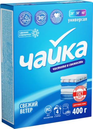 Порошок Чайка ручной 400 гр. универсал Свежий ветер 18 шт/уп