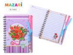 Блокнот, 10,5 х 14 см, 40 л., Цветы ,  двойная евроспираль с ручкой ассорти 6 дизай 12 шт/уп М-3563