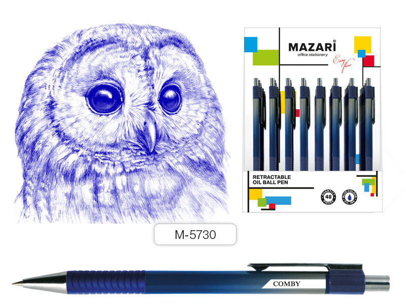 Ручка шар автомат COMBY, СИНЯЯ, чернила на масл осн, игольч пиш.узел 0.7мм 48 шт/уп М-5730