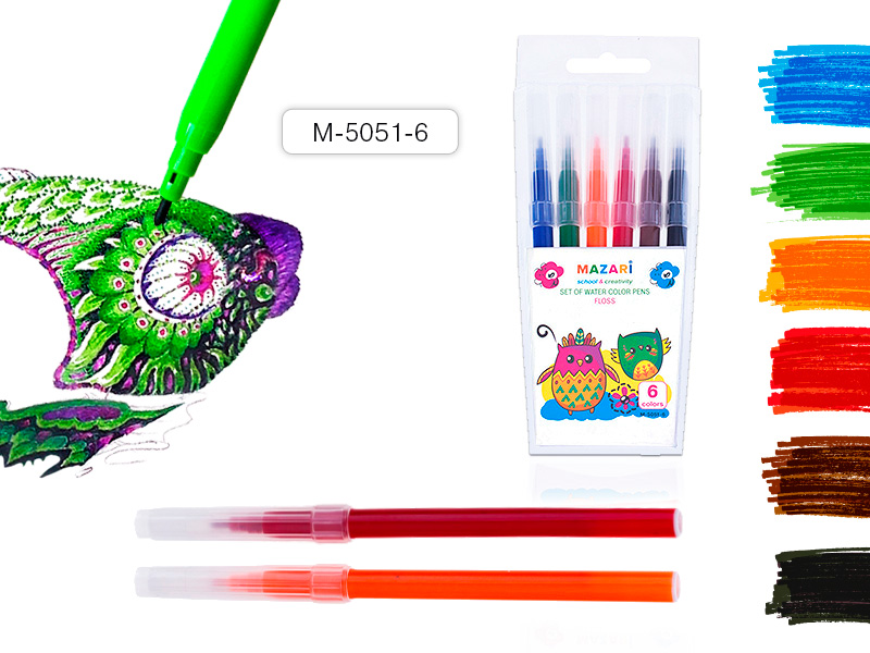 Фломастеры FLOSS, 6 цв.,вентилируемый колпачок,ПВХ-упаковка с европодвесом 288 шт/уп М-5051-6