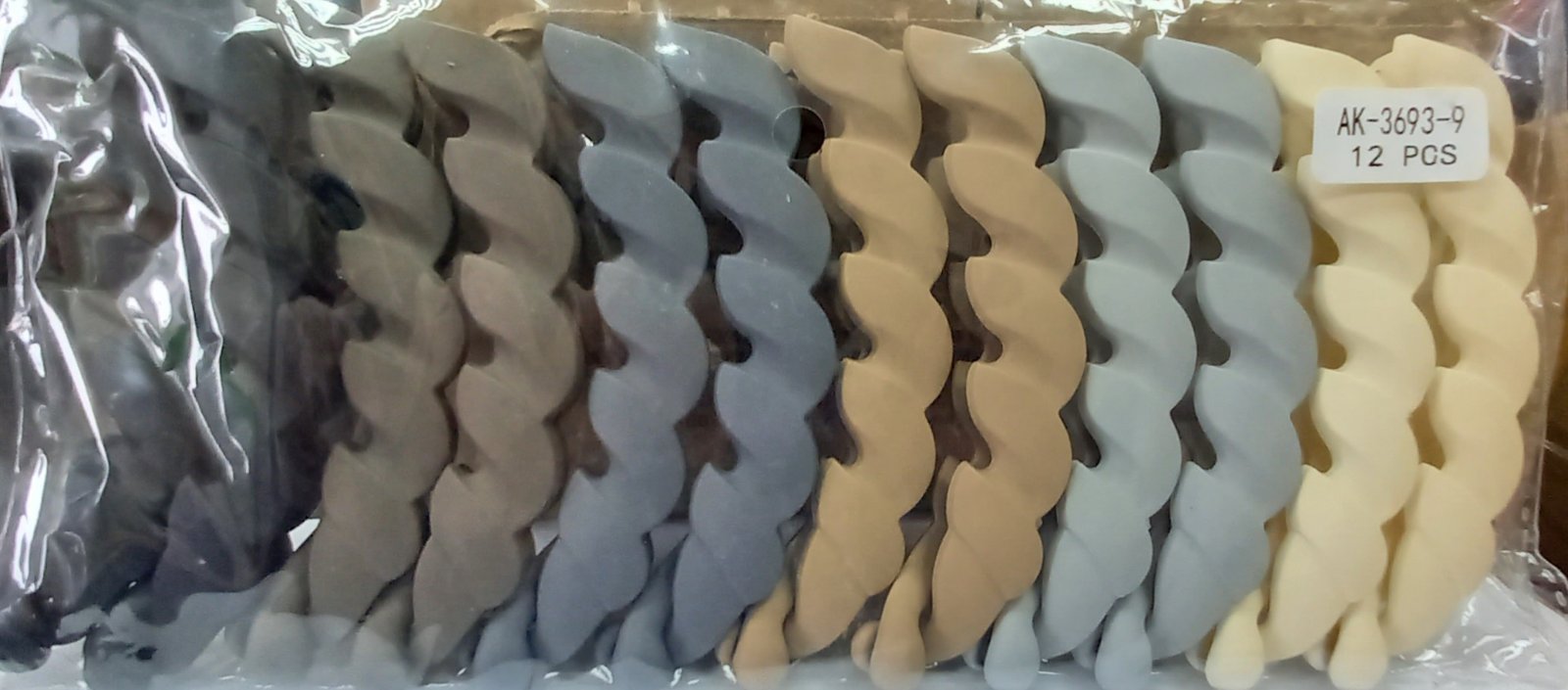 Банан для волос Спираль 12 см матовый цв. микс 12 шт/уп AК-3693-9