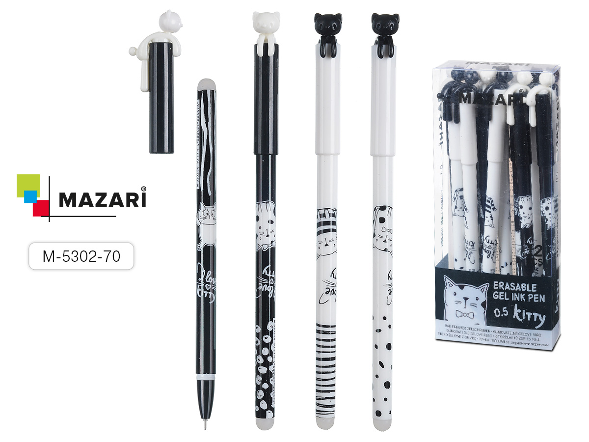 Ручка гел со стираемыми черн ROOF, СИНЯЯ, игольчатый пишущий узел 0.5 мм 12 шт/уп М-5302-70