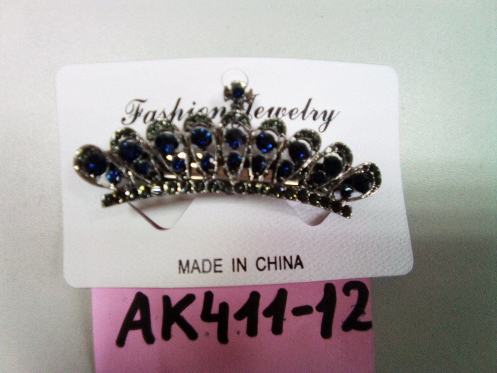 Заколка автомат металл 8 см Корона Императрицы стразы, хром 12 шт/уп АК-411-12