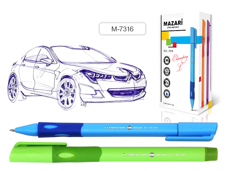 Ручка шар ELEMENTARY L, СИНЯЯ, ДЛЯ ЛЕВШЕЙ, пулевидный пиш.узел 0.7 мм 30 шт/уп М-7316