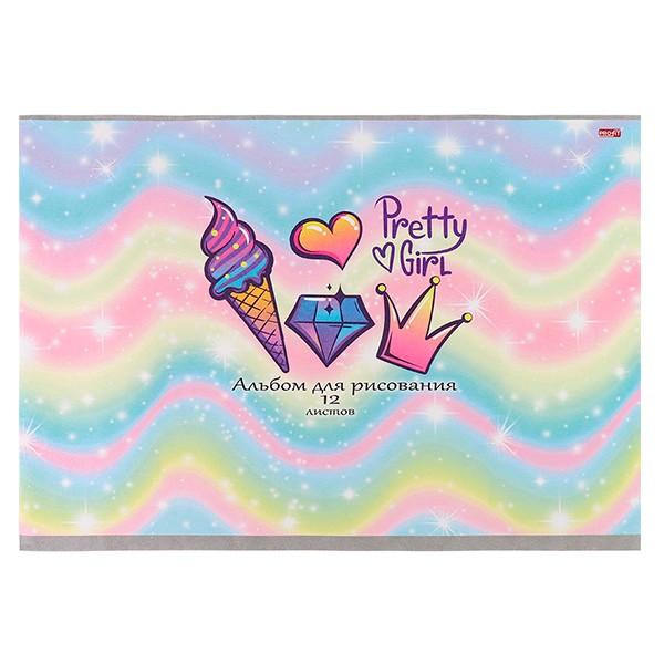Альбом для рисования 12 л Переливающиеся символы 40 шт/уп ПРОФ-ПРЕСС 12-5323