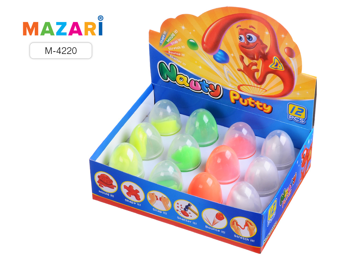 Умный пластилин (жвачка для рук), 4цв/12 шт х 14г, светящийся в темноте 12 шт/уп М-4220