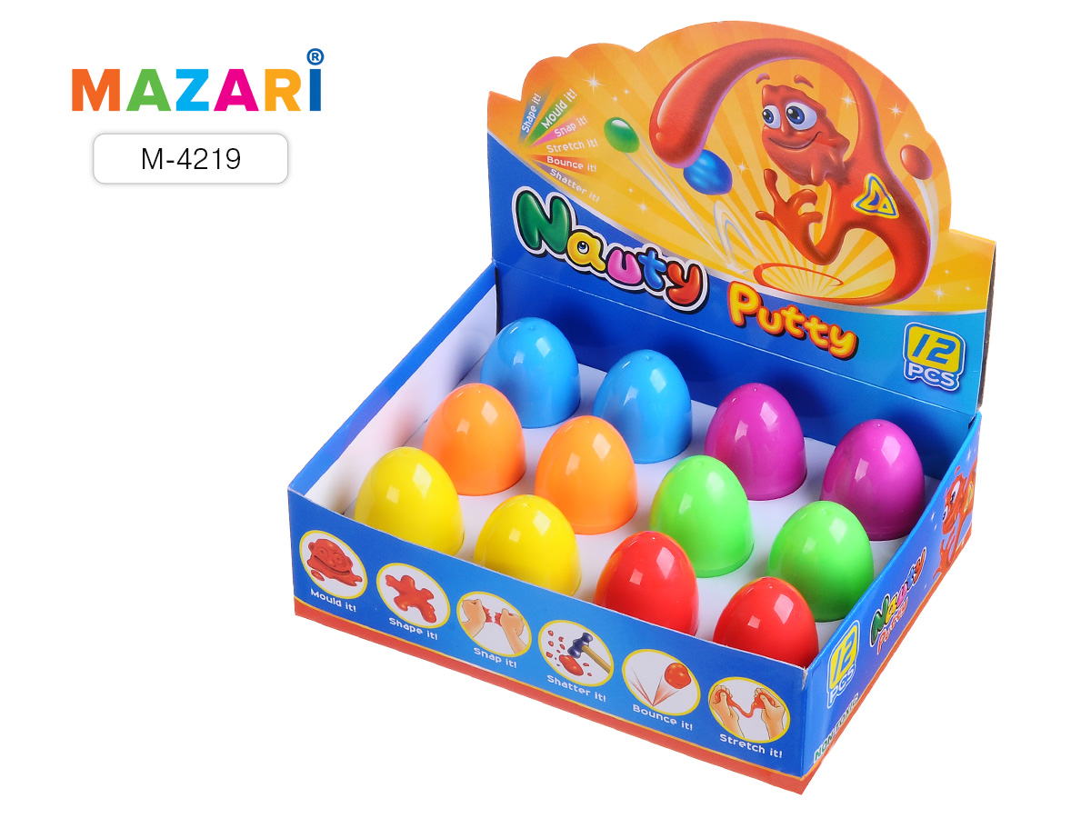 Умный пластилин (жвачка для рук) 6 цв/ 12 шт х 14г, в картонном дисплее 12 шт/упМ-4219