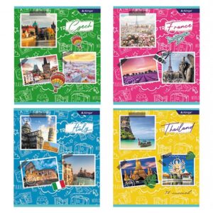 Тетрадь 48 л линейка World travel 4 диз. 8/96 шт/уп ALINGAR AL9940