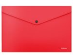 Конверт на кнопке А4 пластик 0,14мм "Fizzy Classic"  красный 12 шт/уп ERICH KRAUSE 50175