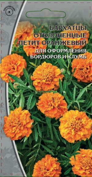 Бархатцы отклоненные махровые Петит оранжевый 0,5 гр 10 шт/уп ВХ