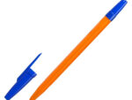Ручка шарикрвая синяя Basir 051 синяя оранж. корп. 1 мм 50 шт/уп