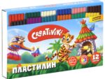 Пластилин Креативики 12 цветов 180 гр со стеком 16 шт/уп ПЛ12КР
