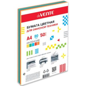 Бумага цветная А4 80 г/м MIX интенсив 50 л 5цв*10 л DEVENTE 2072815/2072249