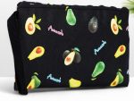 Косметичка-пенал авокадо на молнии, плоская, с ручкой, с рисунком, чёрная, 7858313
