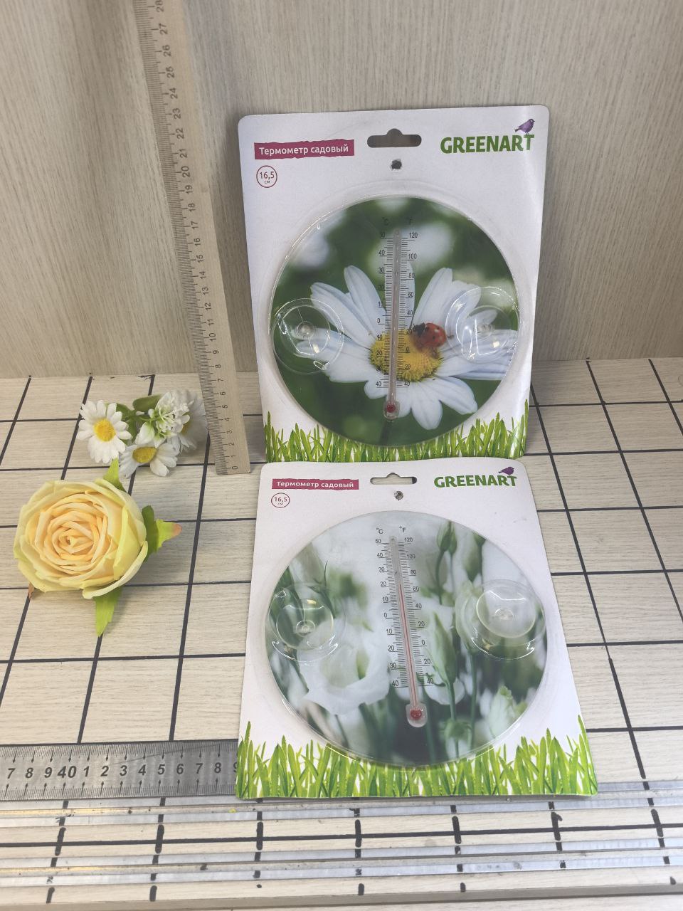 Термометр уличный 16,5 см D, круг с рисунком, на присосках