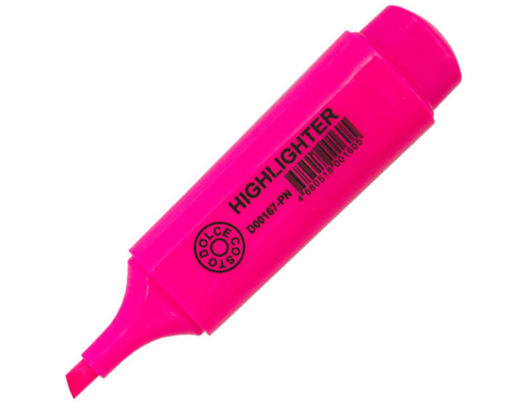 Маркер текстовыделитель корпус плоский линия 1-5мм цв. розовый DOLCE COSTO D00167-PN
