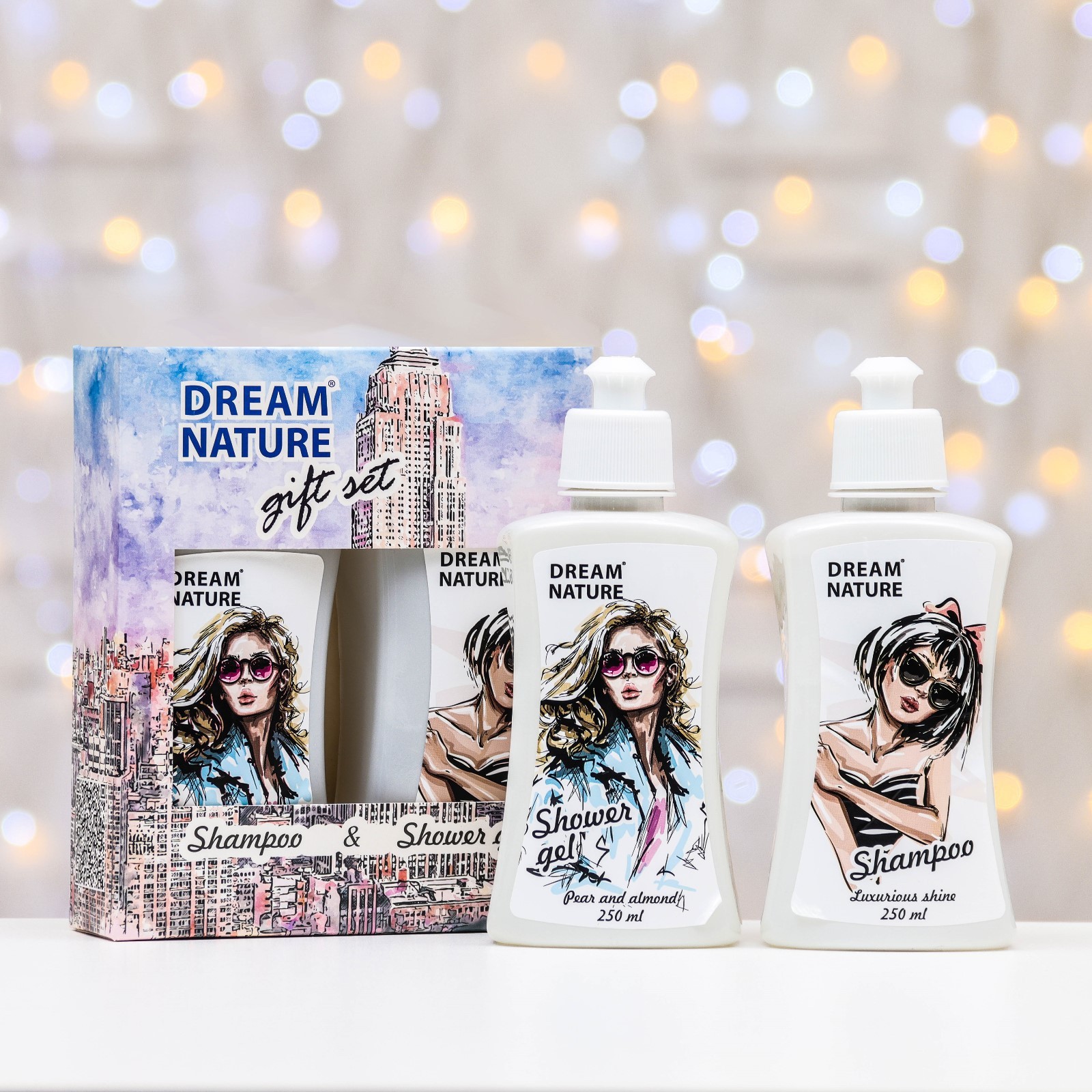 Набор жен DreamNature " гель для душа 250 мл + шампунь д/волос 250 мл 9448292