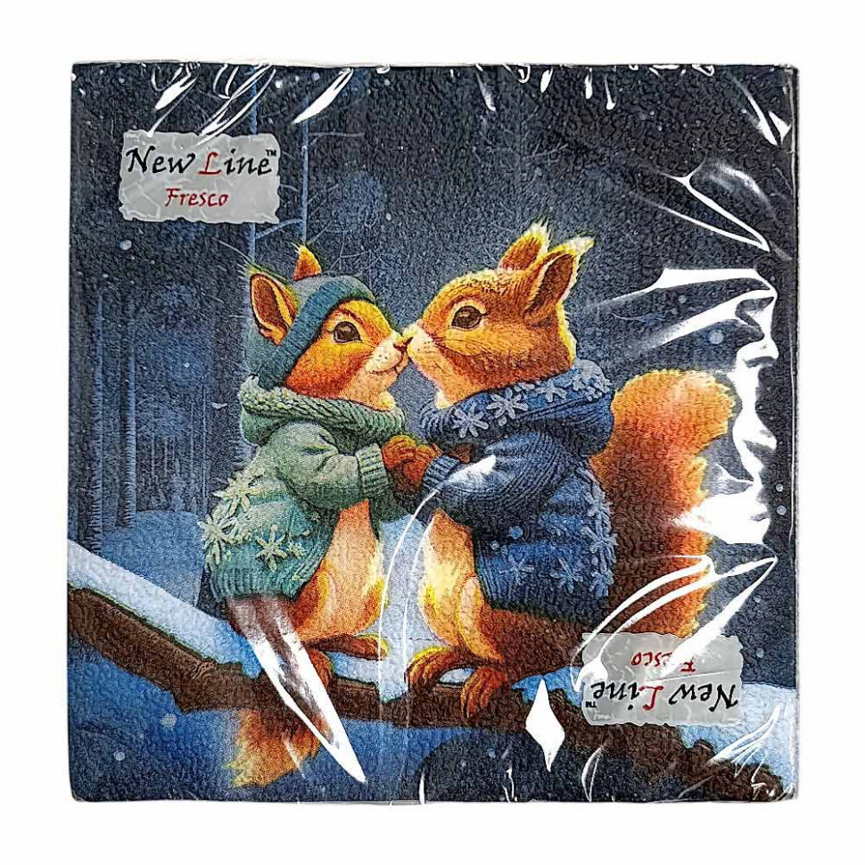 НГ Салфетка "Новая линия" FRESCO Зимние белочки 2-сл 20 л 33*33 см 20 шт/уп