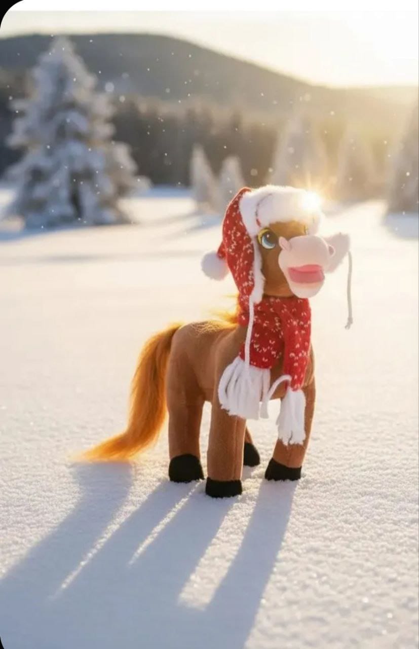 Мягкая игрушка Лошадь в шапке 3 цвета, 25 см