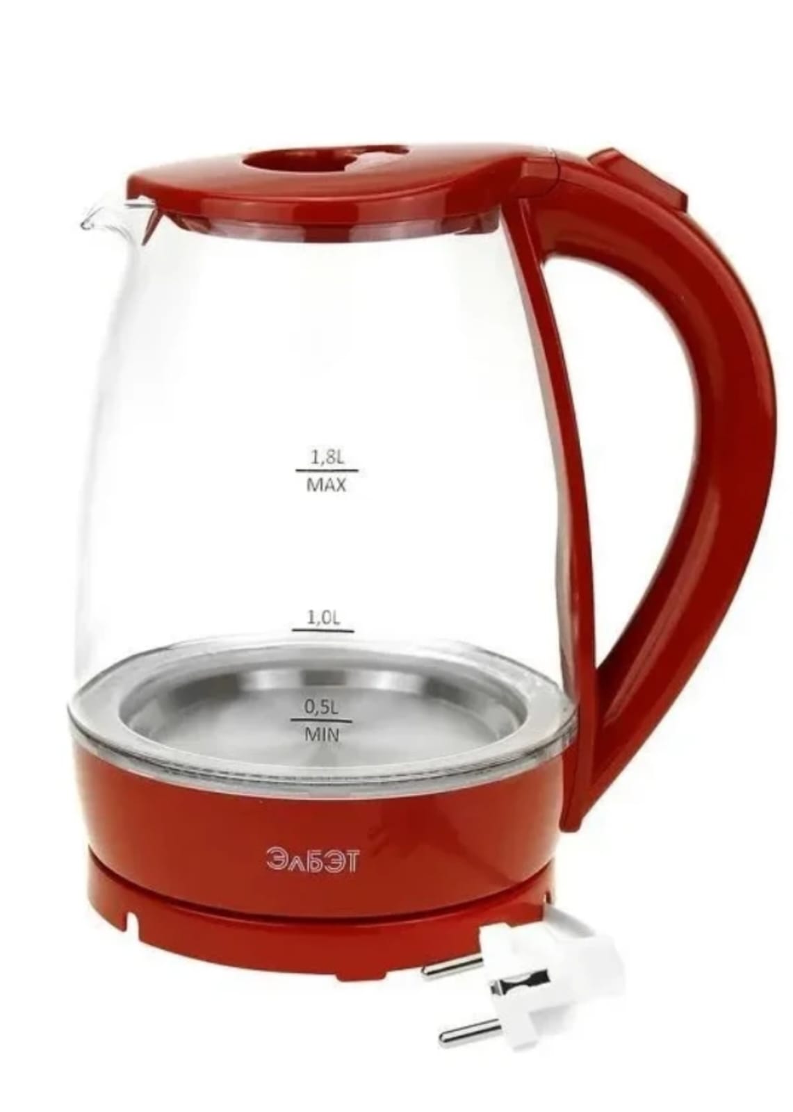 Чайник электрич. Elbet ЕК 1,8-01G копр. стекло (бордо) 1,8 л 26196